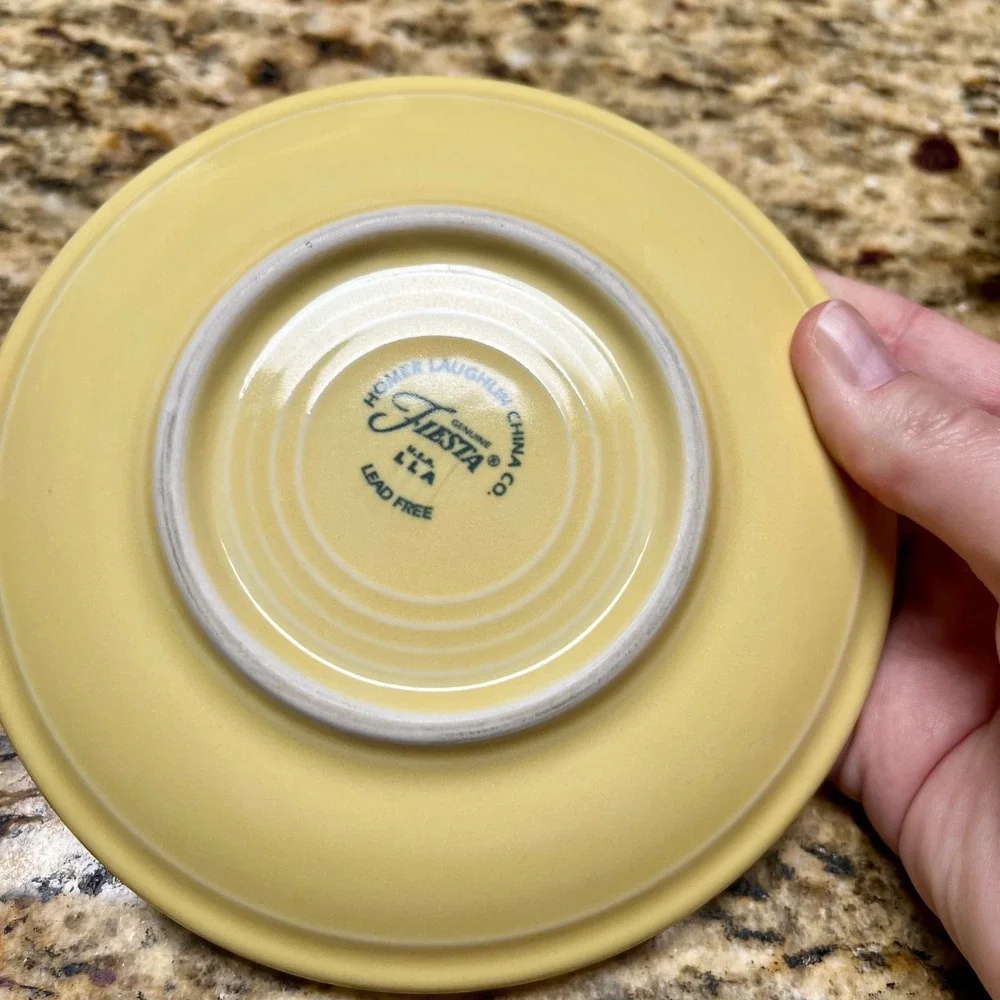 Homer Laughlin Fiestaware Teacup Saucer Sets Periwinkle‎ Blue Sunflower Yellow